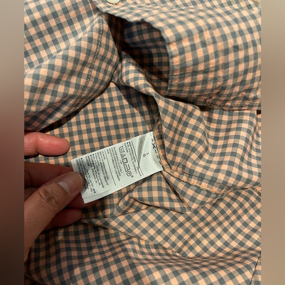 Mens's OLD NAVY gingham button-up checkered short sleeve polo - Picture 5 of 10